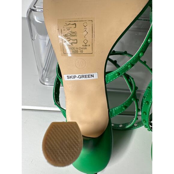 Azalea Wang Green Stiletto Love At First Sight Heels Sandals Size 10 Lace-Up - Picture 14 of 14